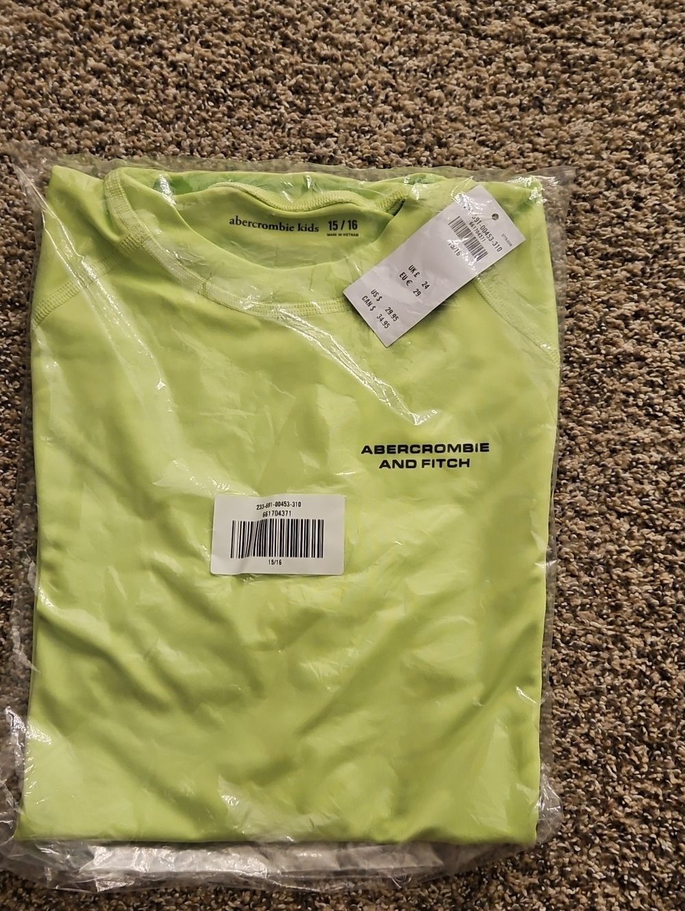 Abercrombie Kids Neon Lime Short Sleeve Swim Shirt